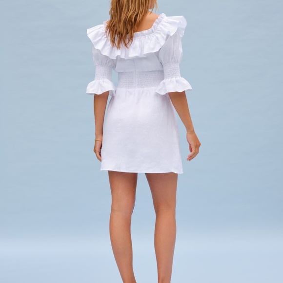 Reformation Dresses | Reformation White Linen Dress With Ruffles | Poshmark